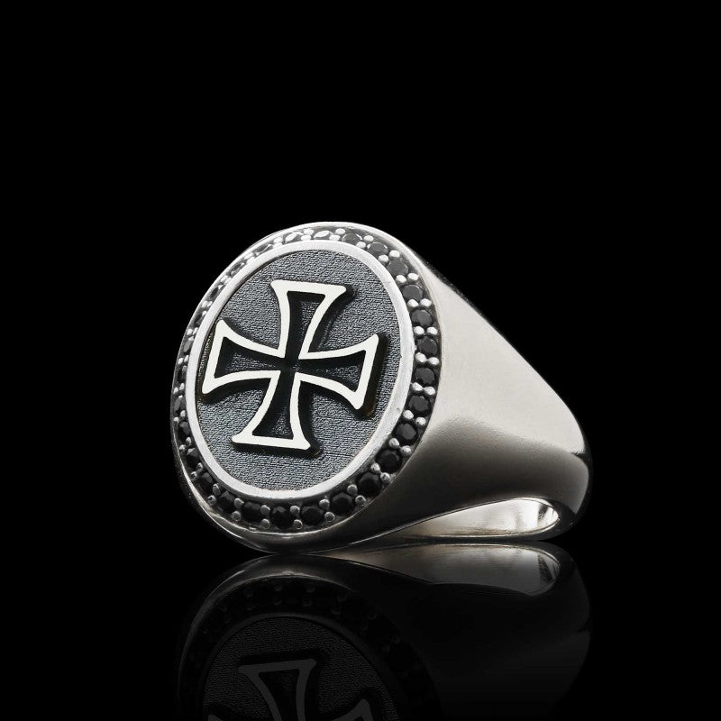 Special Design Oval Stone Sterling Silver Cross Christian Women Ring - view 7