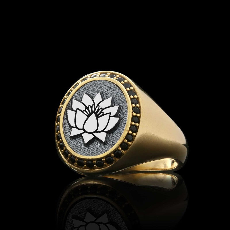 Special Design Oval Stone Sterling Silver Lotus Women Ring - view 5