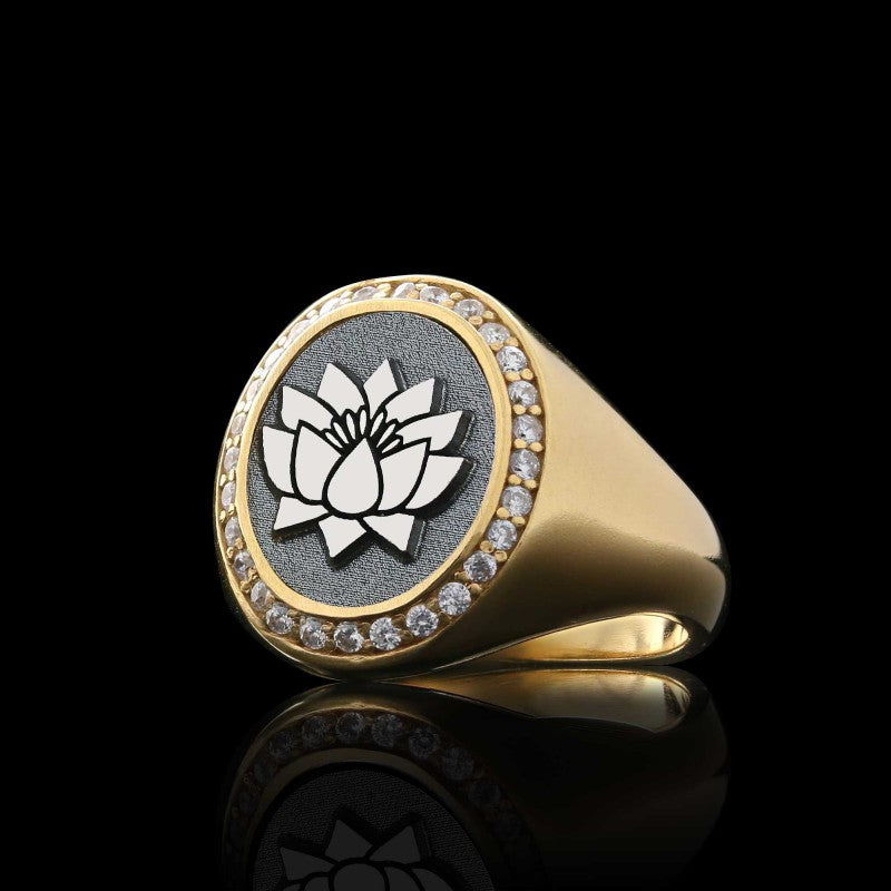 Special Design Oval Stone Sterling Silver Lotus Women Ring - view 6