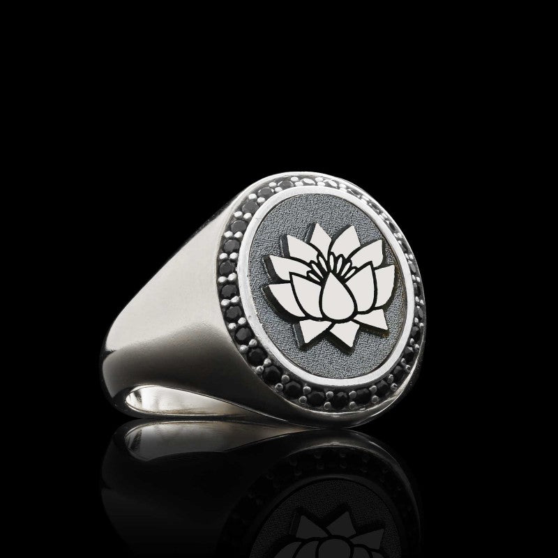 Special Design Oval Stone Sterling Silver Lotus Women Ring - view 7