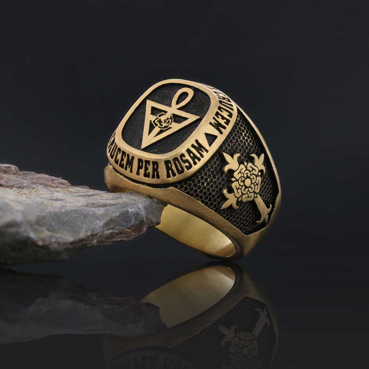 Special Design Rose Crucis Silver Ring, Amorc Jewelry, Spiritual Emblem of the AMORC Ring
