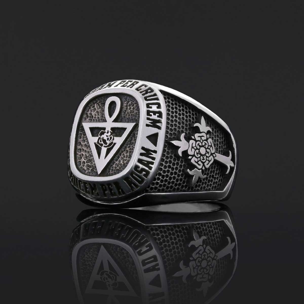 Special Design Rose Crucis Silver Ring, Amorc Jewelry, Spiritual Emblem of the AMORC Ring