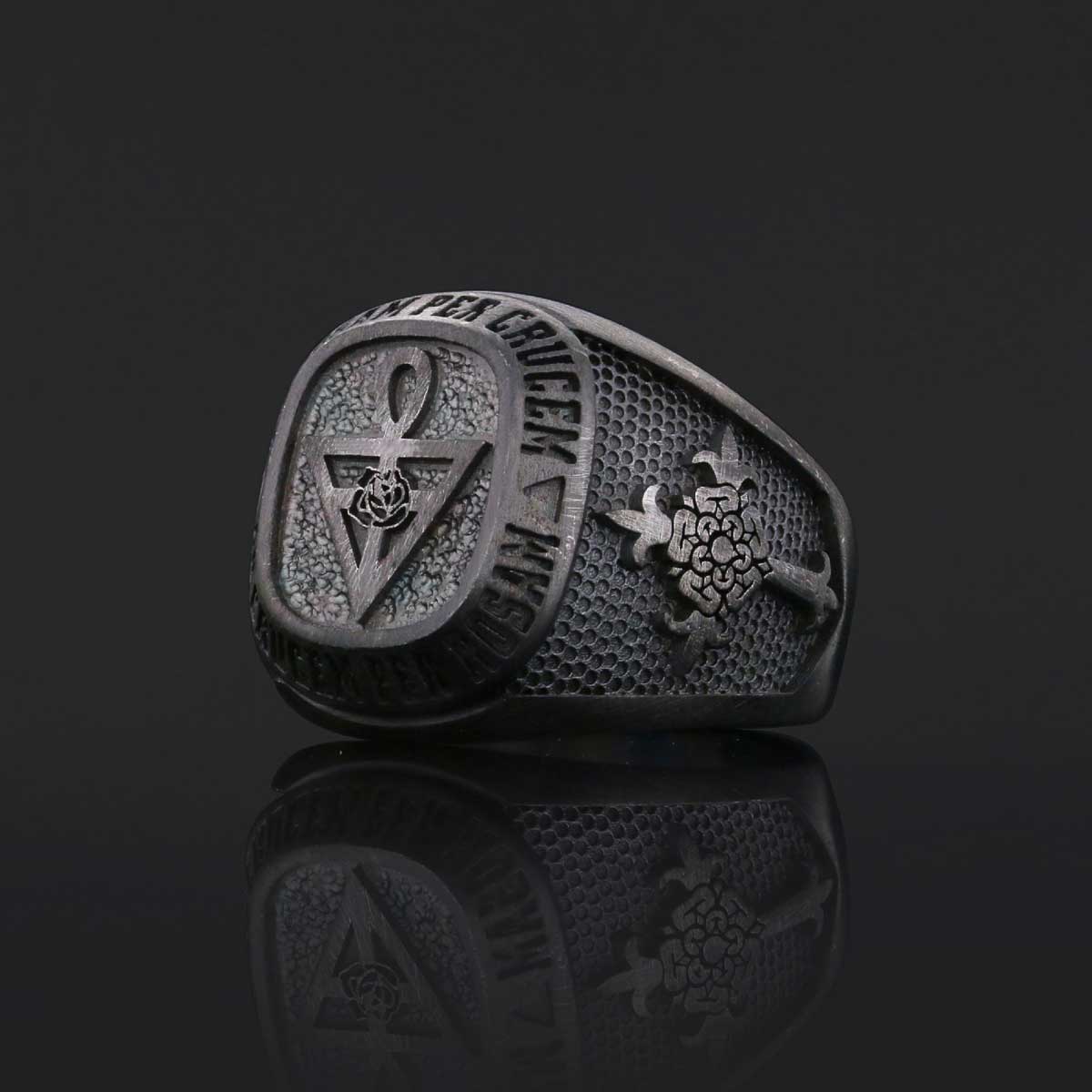 Special Design Rose Crucis Silver Ring, Amorc Jewelry, Spiritual Emblem of the AMORC Ring