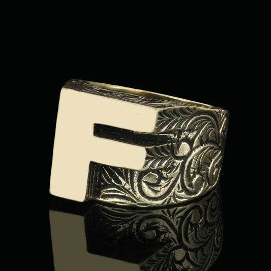 Special Design Silver Celtic Letter F Ring - view 2
