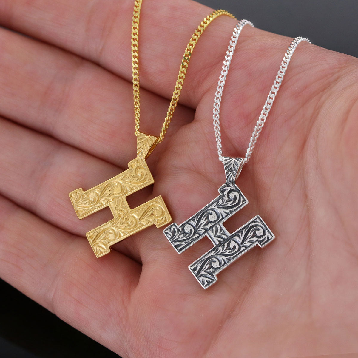 Special Design Silver Letter Monogram H Necklace - view 5