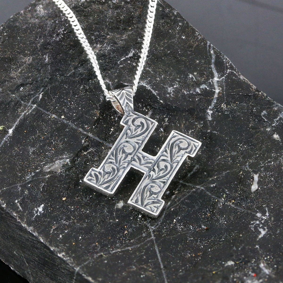 Special Design Silver Letter Monogram H Necklace - view 1