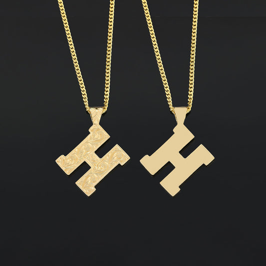 Special Design Silver Letter Monogram H Necklace by SWISS PLUS - Letter Collection - view 2