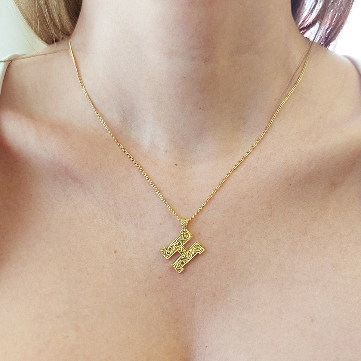 Special Design Silver Letter Monogram H Necklace - view 4