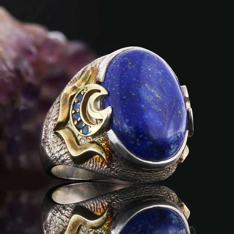Lapis Stone Silver Men Ring