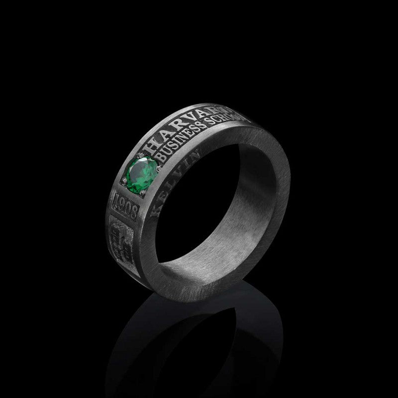 Special Design Steerling Silver Harvard Business School Class Band Ring