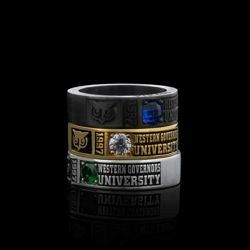 Special Design Steerling Silver Western Governors Universty Class Band Ring by SWISS PLUS - Custom College Class Rings - view