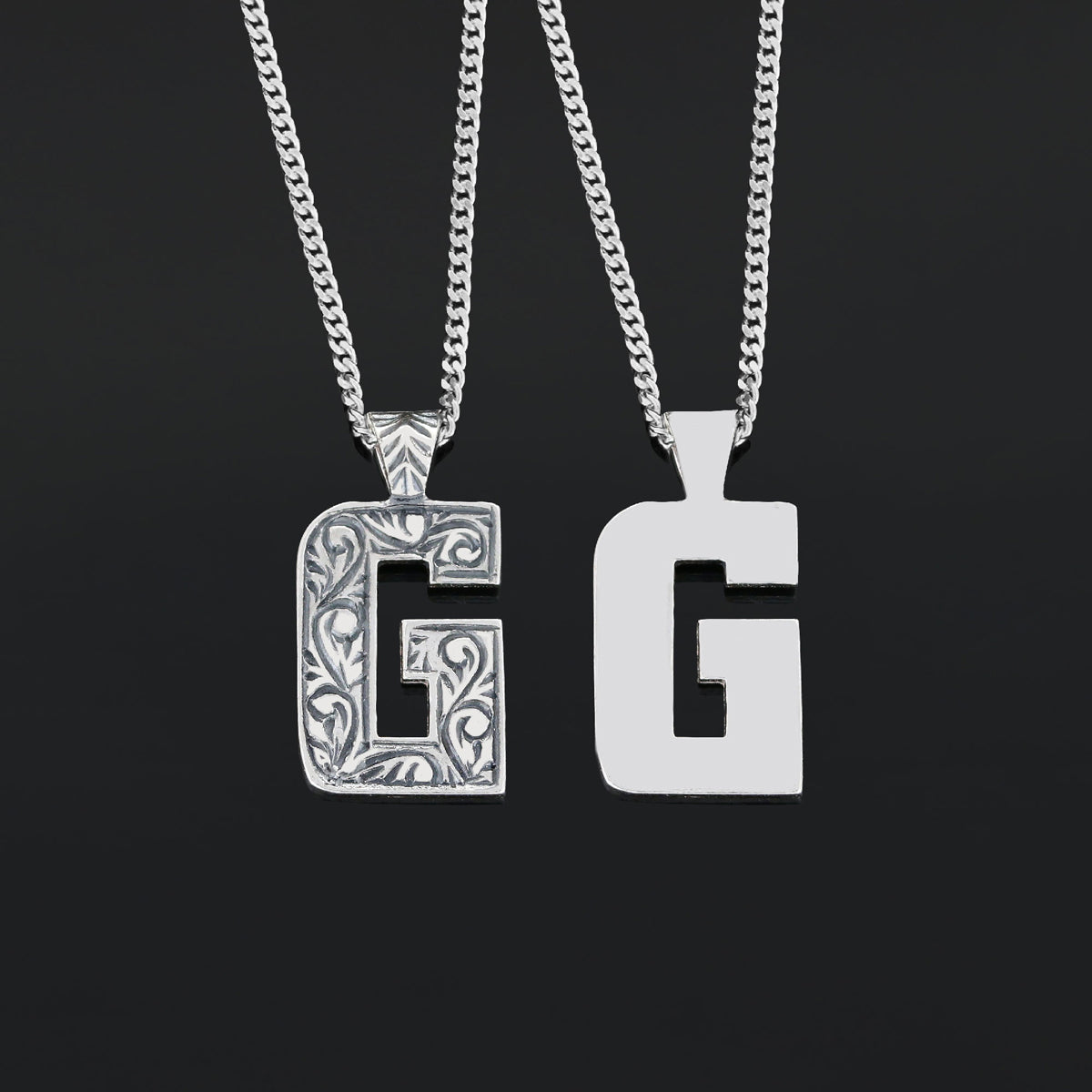 Special Handmade Silver Letter Monogram G Necklace - view 3