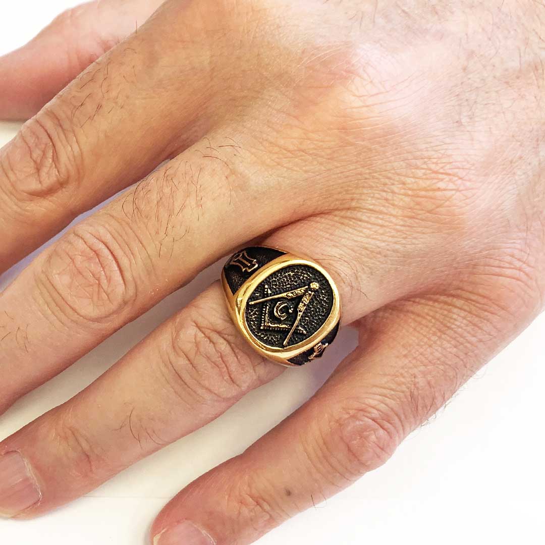 Special Lodge Silver Masonic Ring, Oval Masonic Ring, Master Mason Ring by SWISS PLUS - Mason Collection - view 7