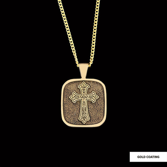 Specially Designed Silver Cross Pendants, Gold Plated Motif Cross Necklace, Square Cross Special Necklace by SWISS PLUS - Chr