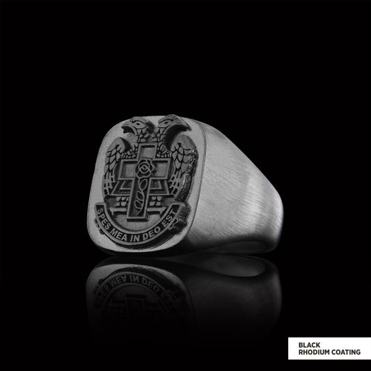 Spes Mea In Deo Est Masonic Ring, Freemasonic Ring, Master Mason Ring, Elegant Masonic Ring