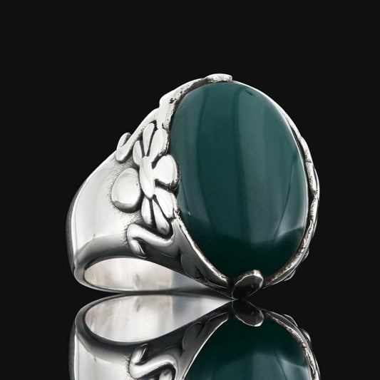 Turquoise Stone Silver Men Ring - view 2
