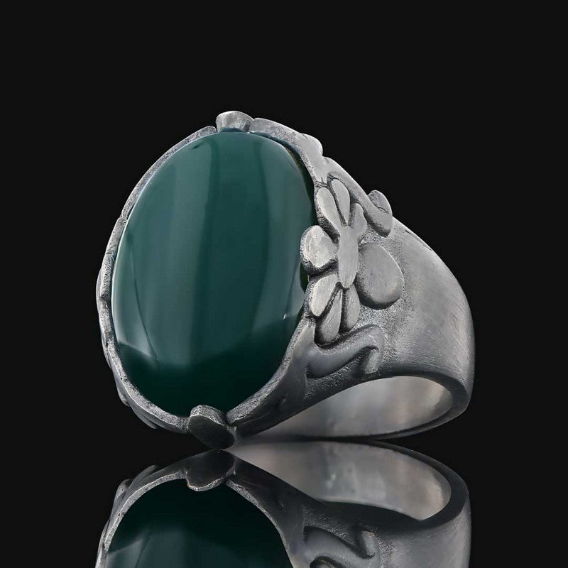 Turquoise Stone Silver Men Ring by SWISS PLUS - Unique Design Rings - view 7