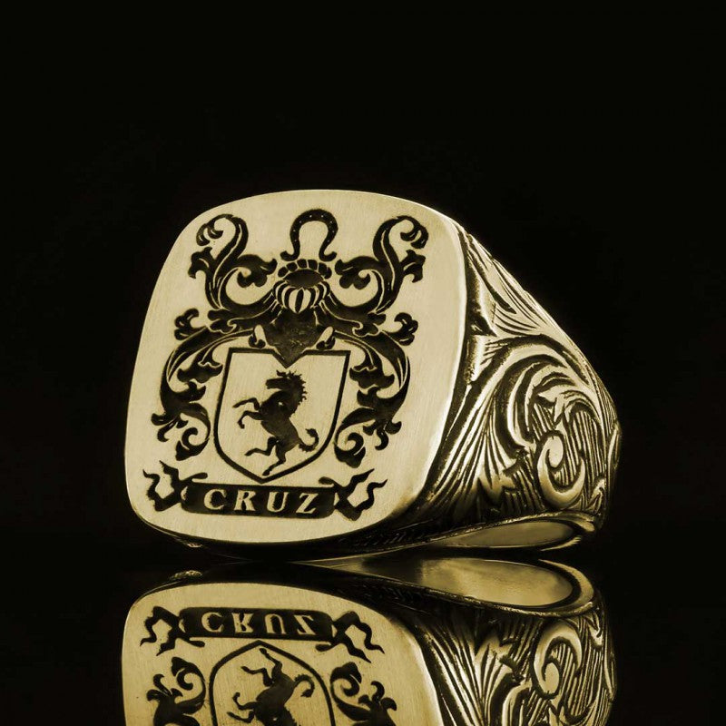 Square Celtic Design Engraved Family Ring