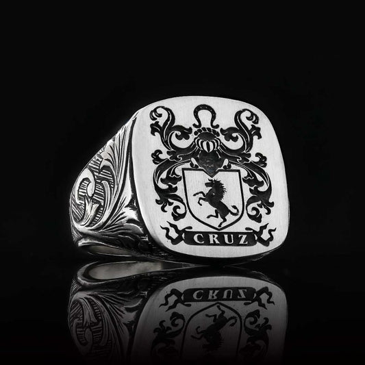 Square Celtic Design Engraved Family Ring