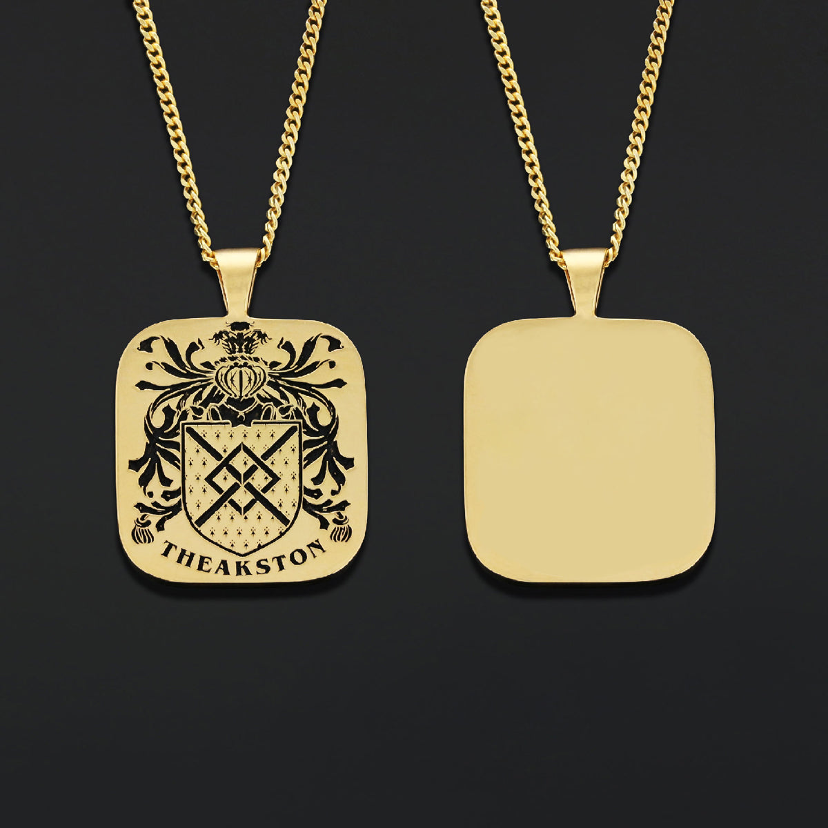 Square Engraved Family Crest Pendant