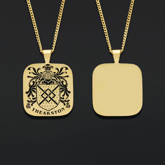 Square Engraved Family Crest Pendant - view 2