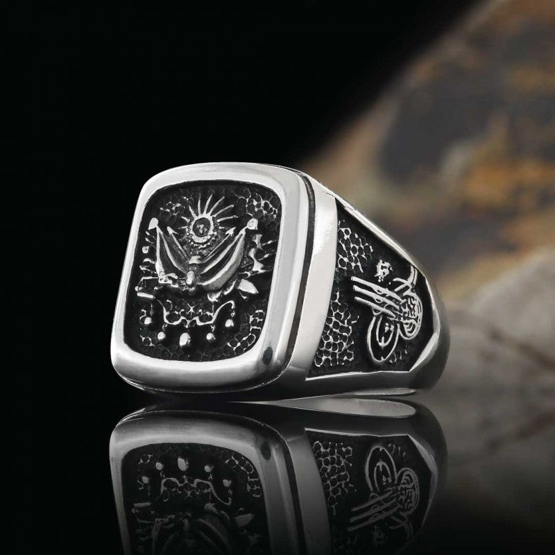 Square Ottoman State Coat of Arms Signet Ring Men