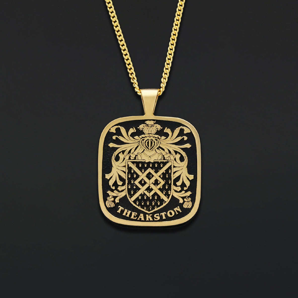 Square Raised Family Crest Pendant by SWISS PLUS - Family Collection - view 6