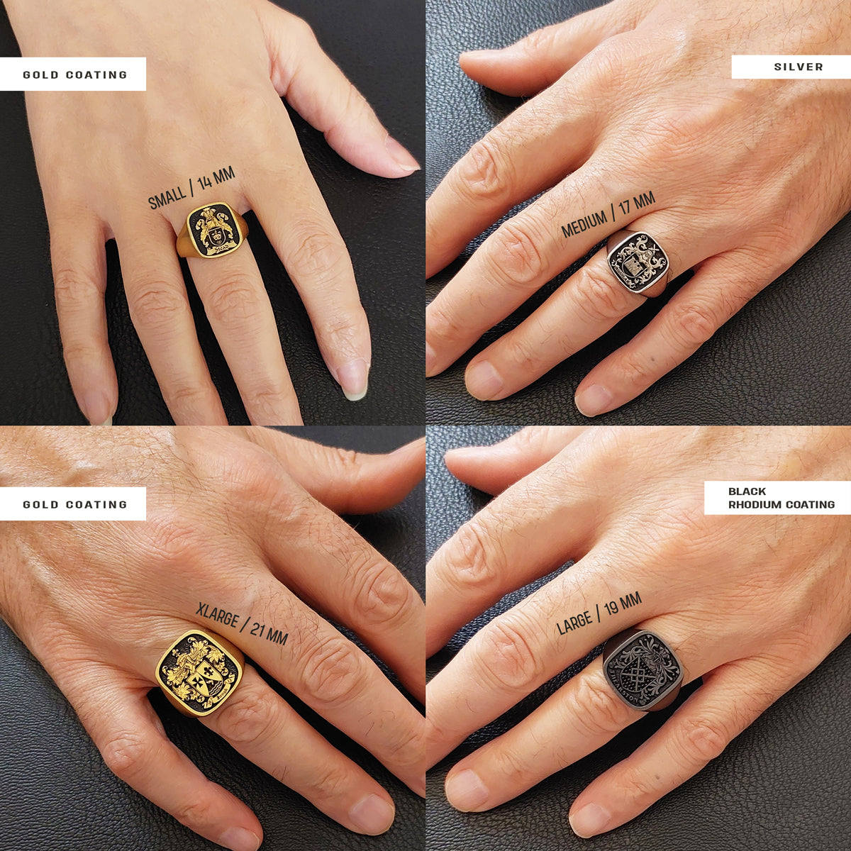 Square Raised Family Crest Ring