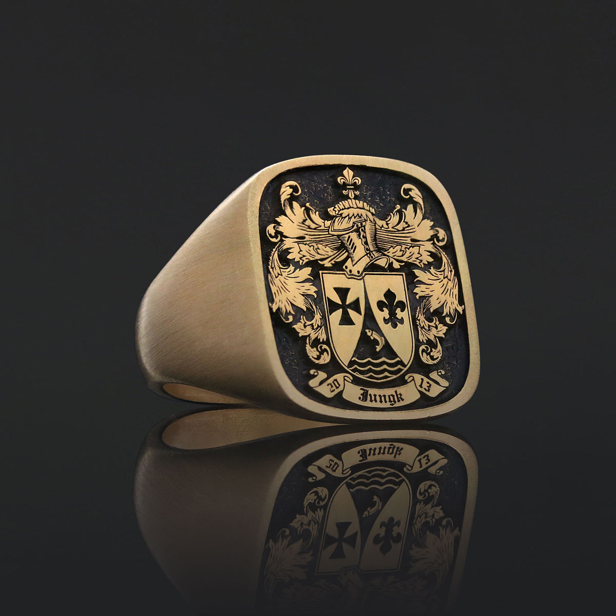 Square Raised Family Crest Ring