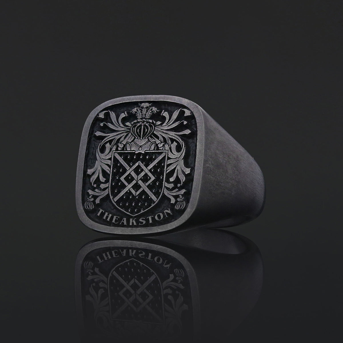 Square Raised Family Crest Ring