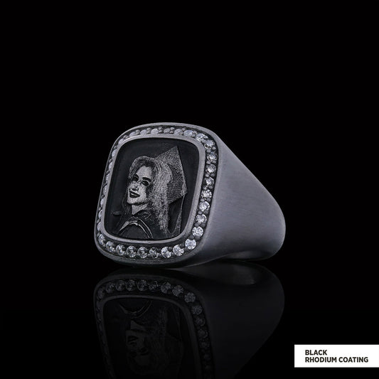 Square Stone Photo Ring, Personalized Photo Ring, Lover Gift Ring, Special Production Photo Ring