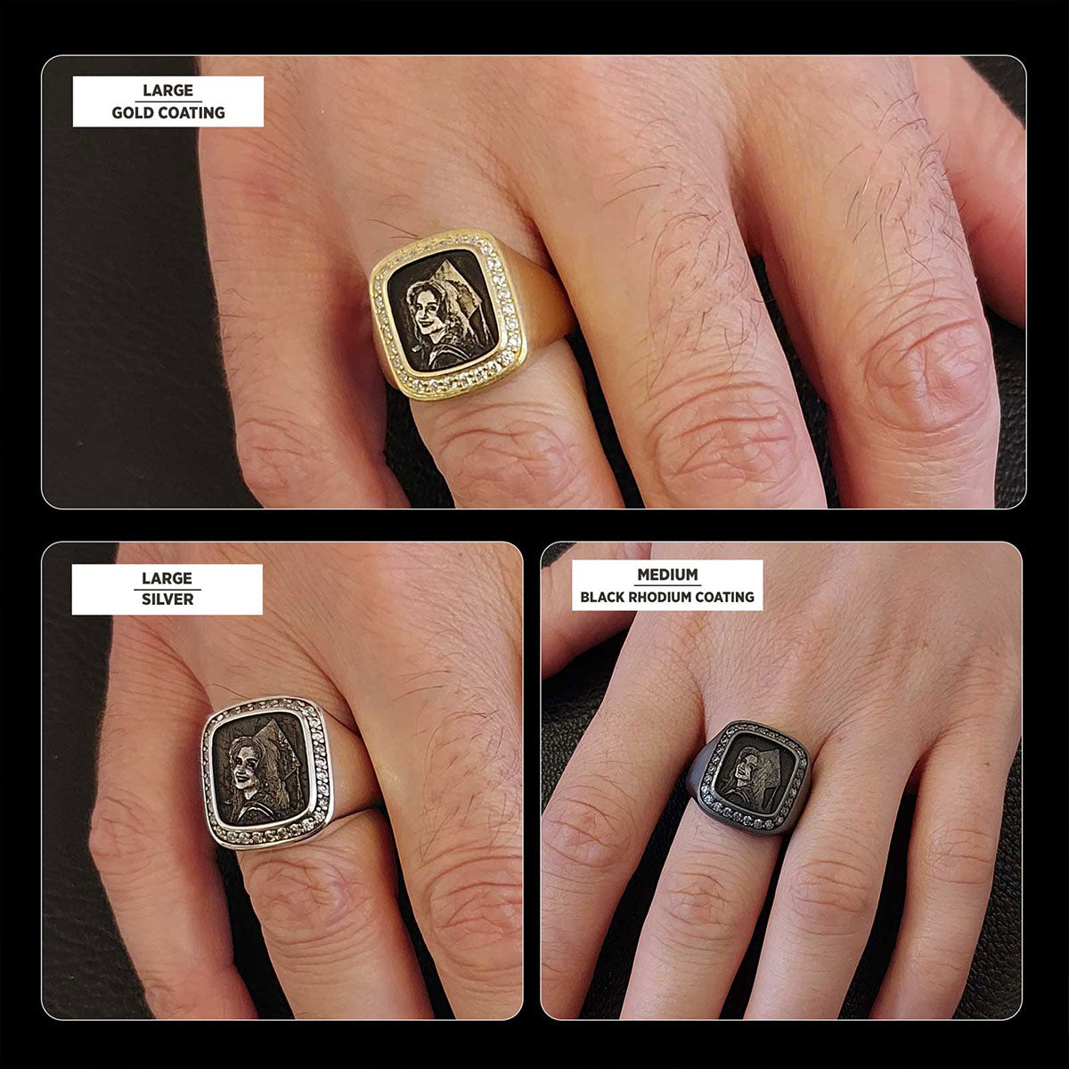 Square Stone Photo Ring, Personalized Photo Ring, Lover Gift Ring, Special Production Photo Ring by SWISS PLUS - Photo Collec