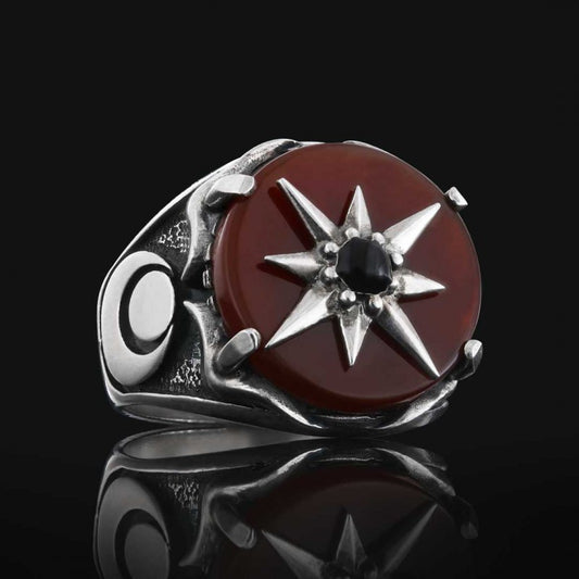 Star Motif Silver Men Ring - view 2