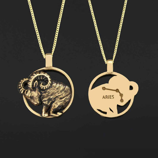 Sterling Silver Aries Necklace, Aries Jewelry, Handmade Aries Pendant, Horoscope Aries Necklace by SWISS PLUS - Zodiac Collec