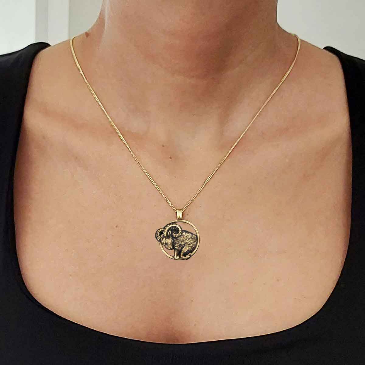 Sterling Silver Aries Necklace, Aries Jewelry, Handmade Aries Pendant, Horoscope Aries Necklace - view 3