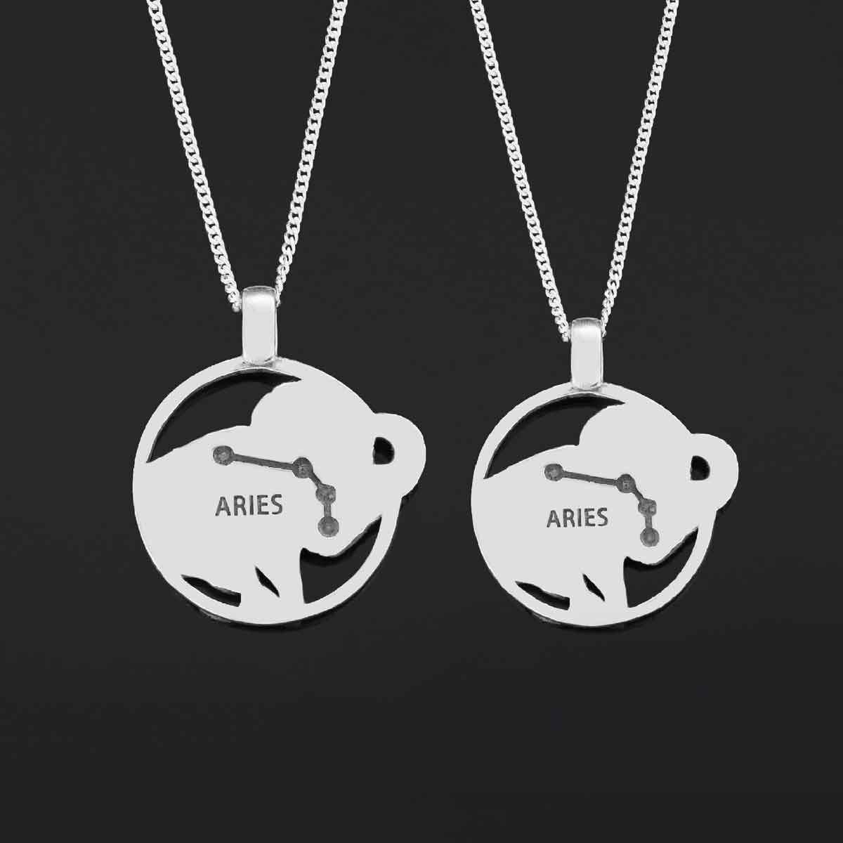 Sterling Silver Aries Necklace, Aries Jewelry, Handmade Aries Pendant, Horoscope Aries Necklace by SWISS PLUS - Zodiac Collec