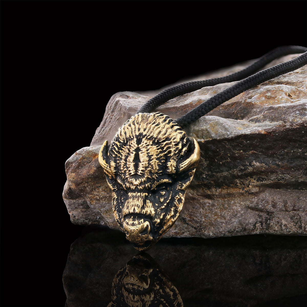 Sterling Silver Bison Pendant Gold Coating by SWISS PLUS - Unique Pendants & Cool Design Necklaces - view 4