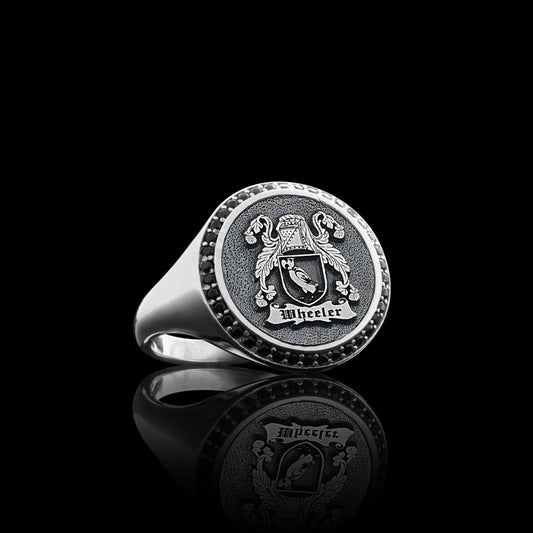 Sterling Silver Family Coat of Arms Women Ring