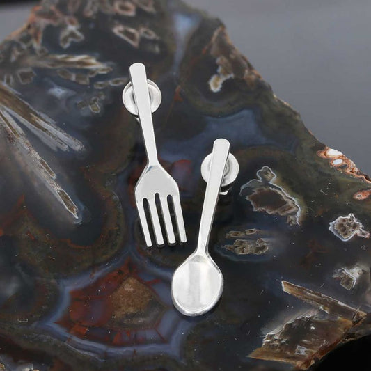 Sterling Silver Handmade Fork Spoon Earring - view 2