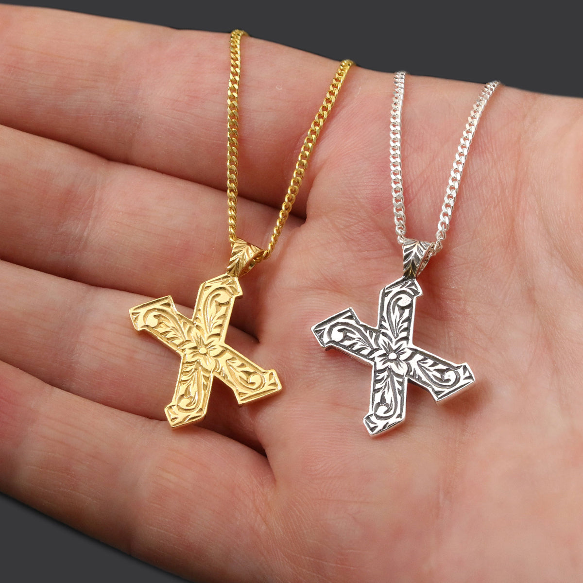 Sterling Silver Handmade Monogram X Letter Necklace