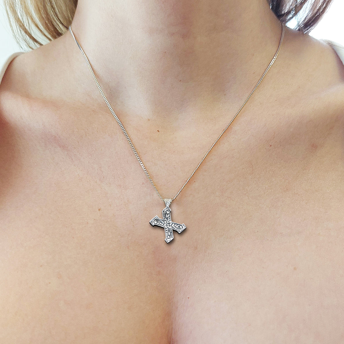 Sterling Silver Handmade Monogram X Letter Necklace by SWISS PLUS - Letter Collection - view 7