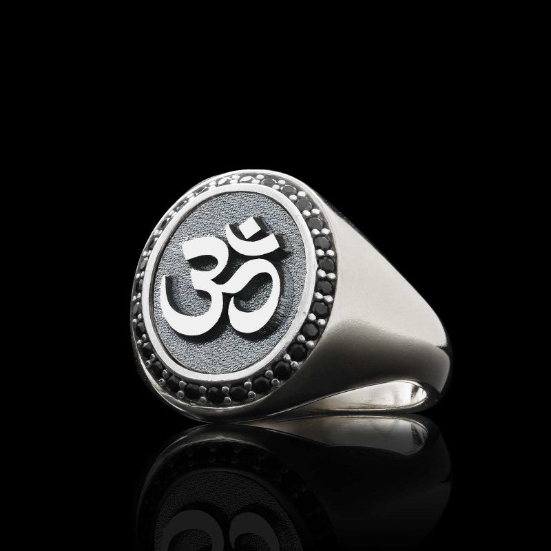 Sterling Silver Handmade Oval Stone Special Om Buddha Women Ring by SWISS PLUS - Buddhist Jewelry Collection - view 7