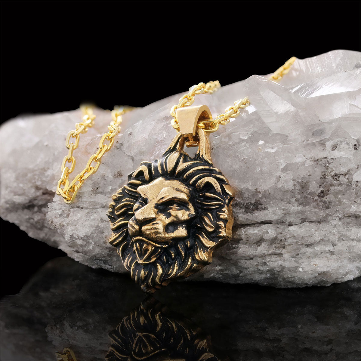 Sterling Silver Lion Pendant Gold Coating-Chain