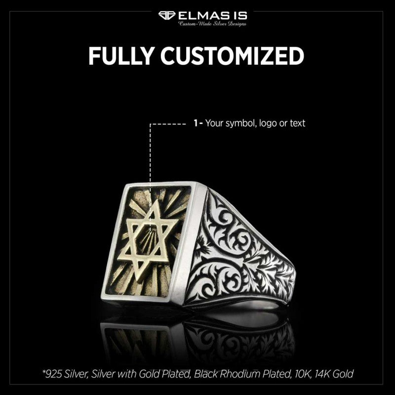 Sterling Silver Magen David Jewish Ring by SWISS PLUS - Jewish Collection - view 6