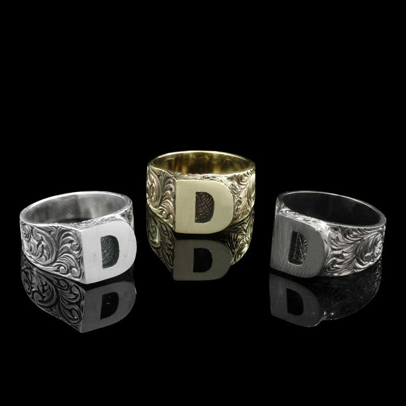 Sterling Silver Monogram D Bold Alphabet Women Ring