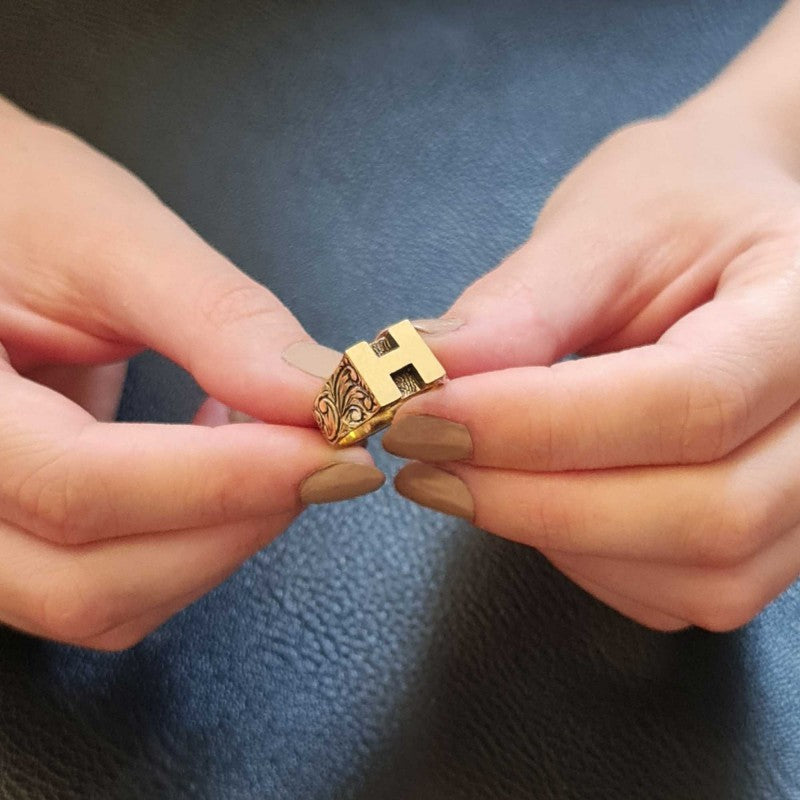 Sterling Silver Monogram H Bold Alphabet Women Ring by SWISS PLUS - Letter Collection - view 7