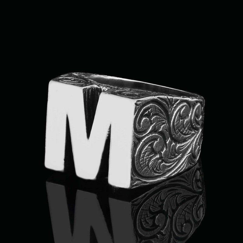Sterling Silver Monogram Letter M Ring by SWISS PLUS - Letter Collection - view 7