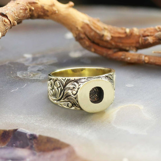 Sterling Silver Monogram O Bold Alphabet Women Ring - view 2