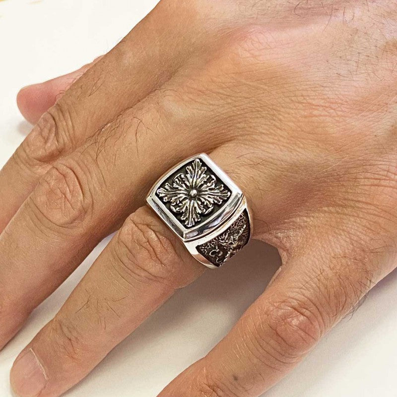 Sterling Silver Ring With Motif Without Stone by SWISS PLUS - Unique Design Rings - view 7