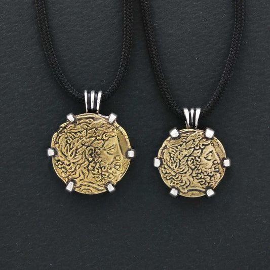 Sterling Silver Special Design Old Greek Coin Women Pendant - view 2